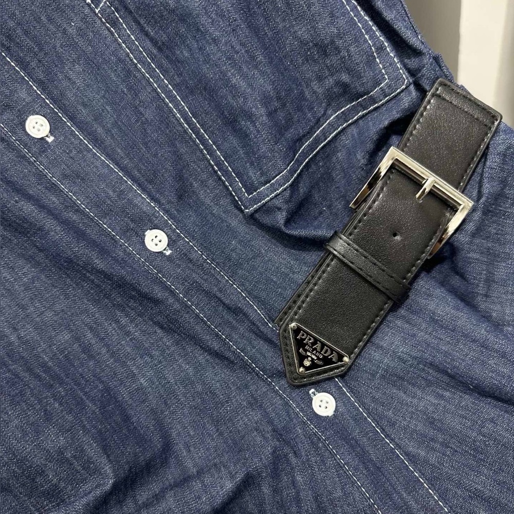 Prada leather button-up denim dress - Picture 6 of 6